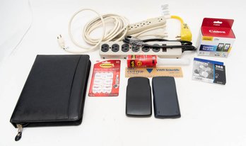 Home And Office Lot Includes Power Strips, Calculators Printer Ink And Leather Keeper