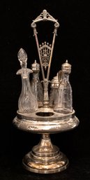 Victorian Silver Plate Cruet Condiment Caddy