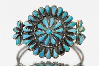 Sterling And Turquoise Sunflower Bracelet
