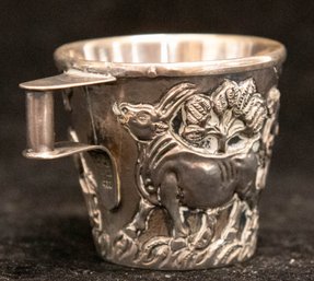 Hand Made Sterling Silver Repousse Greek Vaphio Cup Detailing A Farming Scene 69.58g