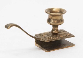 Vintage Brass Candlestick And Matchbox Holder