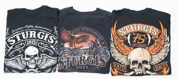 2015 And 2021 Sturgis Orange Wings, Eagle On Bike And Skull And Wings T-shirts Size XL