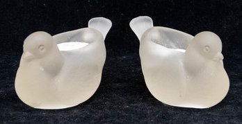 Italian Frosted Glass Doves Tealight Holders