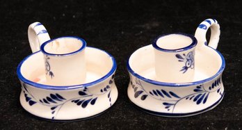 Delft Blue Holland Hand Painted Taper Candle Holders