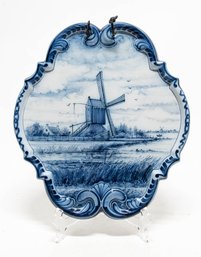 Makkum Blue And White Holland Windmill Porcelain Wall Plate