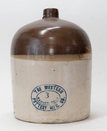 The Western Pottery Mfg. Co. Denver Colo. #3 Jug Circa 1905-1919