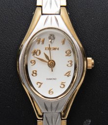 Vintage Elgin Diamond Quartz Two Tone Bracelet Watch