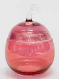 Vintage Cranberry Glass Lidded Apple