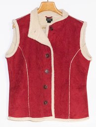 Alps Red And Cream Suede Women's Vest Size XL