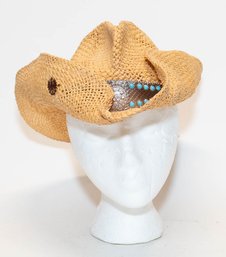 Ladies Jeweled Rhinestone And Howlite Boho Cowboy Hat