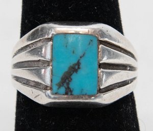 Native American Turquoise And Silver Ring Size 8