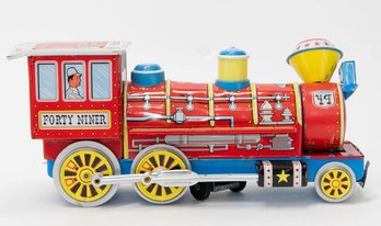 Trade Mark Tin Litho Japan Forty Niner Battery Operated Train