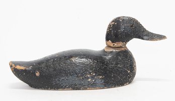 Antique Hand Carved And Painted Wooden Bluebill Duck Decoy (small)