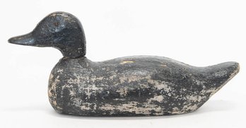 Antique Hand Carved And Painted Wooden Bluebill Duck Decoy (large)