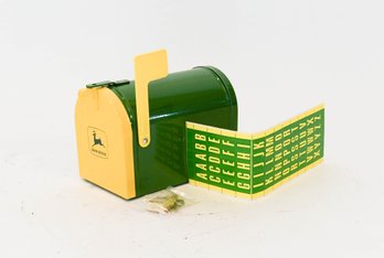 John Deere Toy Mailbox Bank With Key And Stickers