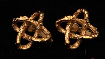 Vintage Napier Gold Tone Knot Screw On Earrings