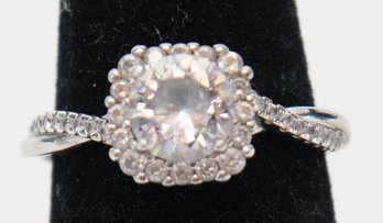 BBCN 925 Princess Cut Cubic Zirconia Engagement Ring Size 8 3.08g