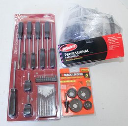 Lot Of Tools Including A Faceshield And Hole Saw Assortment New In Package