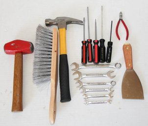 Lot Of Tools Including A Hand Held Sledge Hammer