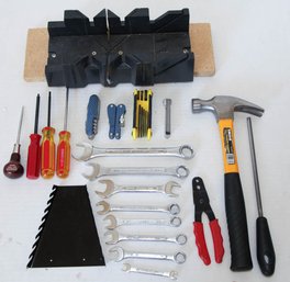 Lot Of Tools Including Framing Hammer And Wrench Holder