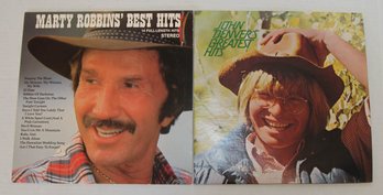 Marty Robbins' Best Hits And John Denver's Greatest Hits Vinyl Records