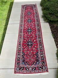 Persian Kashan Red Classic Runner 2'7' X 10' With Floor Pad