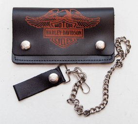 Harley Davidson Leather Wallet With Chain Like New