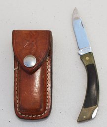 3' Folding Hunting Knife With A Browning Leather