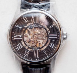 Stuhrling Original Men's Automatic Skeleton Black Watch New