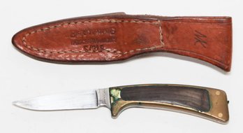 3' Unmarked Fixed Blade Knife With Browning Leather Sheath