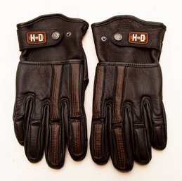 Harley Davidson HD Black Leather Gloves Size Large Like New