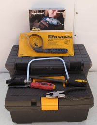 Lot Of Tools Including Tool Boxes And Swivel Filter Wrench