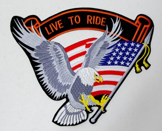 Live To Ride American Flag And Eagle Patch