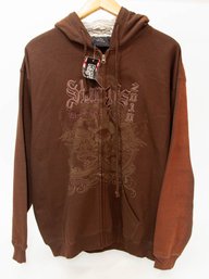 2010 Sturgis Black Hills Rally Rag Wear Brown Zip Up Hoodie Size Large NWT