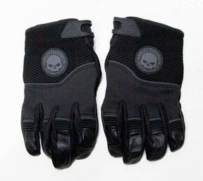 Harley Davidson Black Leather Skull Riding Gloves Size XL New