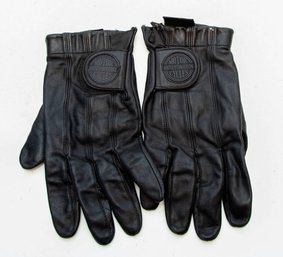 Harley Davidson Motorcycles Black Leather Gloves Size XL Like New