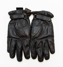 Harley Davidson Men's Black Leather Gloves Size Large Like New