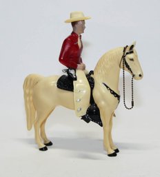 1950s Hartland Plastics Red Shirt Cowboy On White Horse