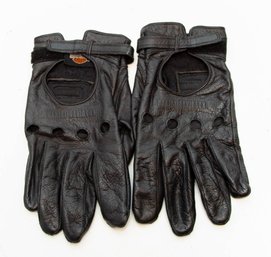 Harley Davidson Men's Open Knuckle Black Leather Gloves Size XL