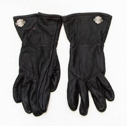 Harley Davidson Men's Long Black Leather Gloves Size Large