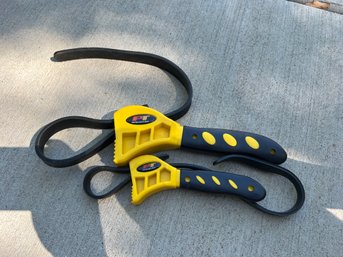 2pcs Oil Filter Strap Wrench, Strap Wrench Set Use As Jar Opener, Pipe Wrench, Adjustable Rubber Strap Wrench