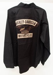 Harley Davidson Motorcycles Black And Tan With Eagle Button Up Shirt Size XL New