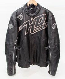 Harley Davidson HD MC 1800cc Men's Black Leather Jacket Size Large Like New