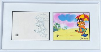Garfield At The Beach Animation Cels Signed Jim Davis