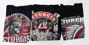 2016, 2022 And 2023 Sturgis Headdress, Flaming Carburetor And Wolf T-shirts Size XL New