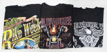 Milwaukee WI 2003 And 2008 And Myrtle Beach 2001 Bike Week T-shirts Sizes Large And XL New