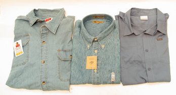 Men's Columbia (L), Casual Classic (XL) New And Wrangler (XL) New Button Up Shirts