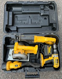 DeWalt Variable Speed Reciproacting Saw, Drill/Driver Hammer Drill, Trim Saw And Charger