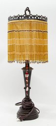 Dale Lighting Art Deco Beaded Cylinder Shade Table Lamp