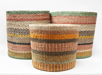 Multi Colored Woven Jute Baskets